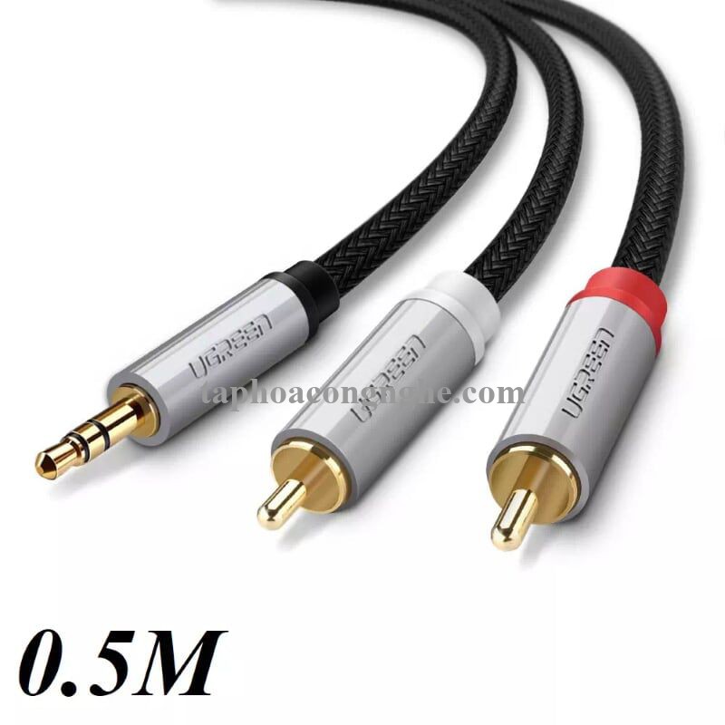 Ugreen 40840 0.5M màu Đen Cáp âm thanh 2 đầu Bông sen sang 3.5mm Dương đầu bọc nhôm mạ vàng AV135 30040840